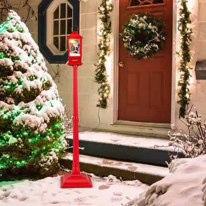 Goflame 61 Inch Christmas Street Lamp, Festive Musical Lamp Post w/Detachable Snow Globe Lantern