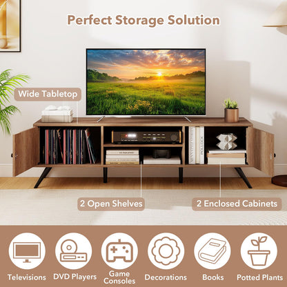 Goflame 2-Door TV Stand for TVs up to 65 Inch with Open Shelves