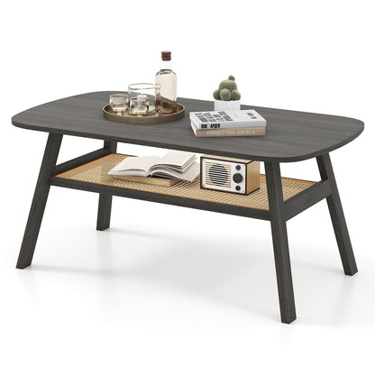 Goflame Rattan Coffee Table for Living Room
