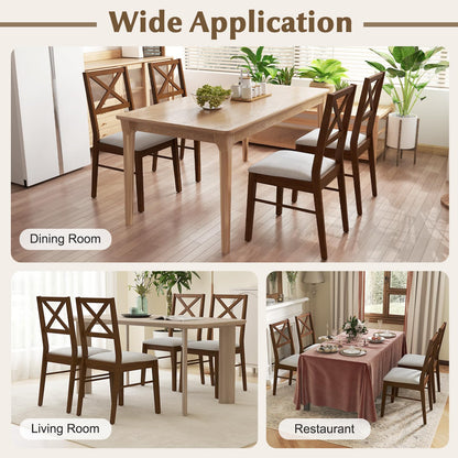 Goflame Wooden Dining Chairs Set of 2/4, Upholstered Kitchen Chairs w/Cross Back & Padded Seat