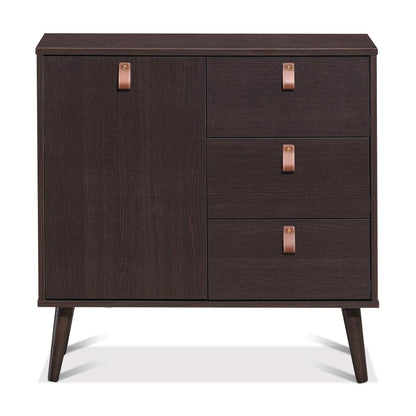 Goflame Sideboard Storage Cabinet with Doors and Adjustable Shelf (Dark Brown)