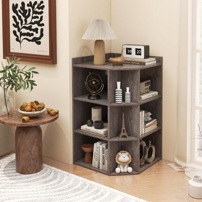 Goflame 3-Tier Corner Cabinet with Charging Station, Corner Shelf with 9 Cubbies, 2 USB Ports & 4 Outlets
