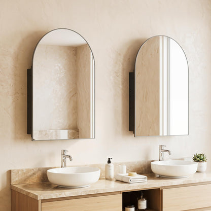 Goflame 34" x 22" Brushed Metal Wall-Mounted Medicine Cabinet for Bathroom