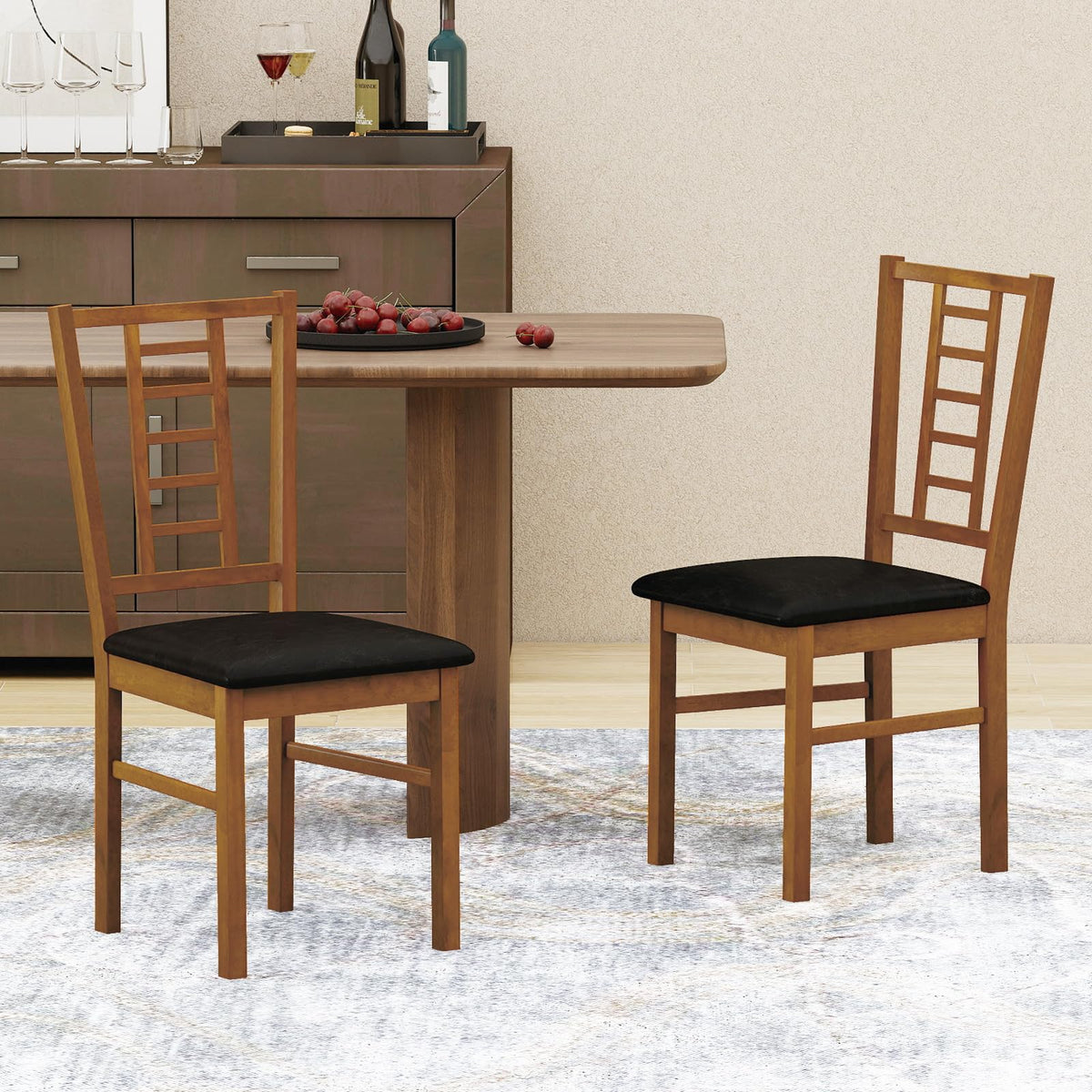 Goflame Wooden Dining Chairs Set of 2/4 Armless Kitchen Chairs