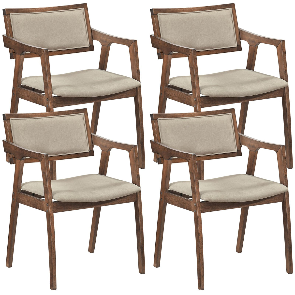 Goflame Rubber Wood Dining Chairs Set of 2/4