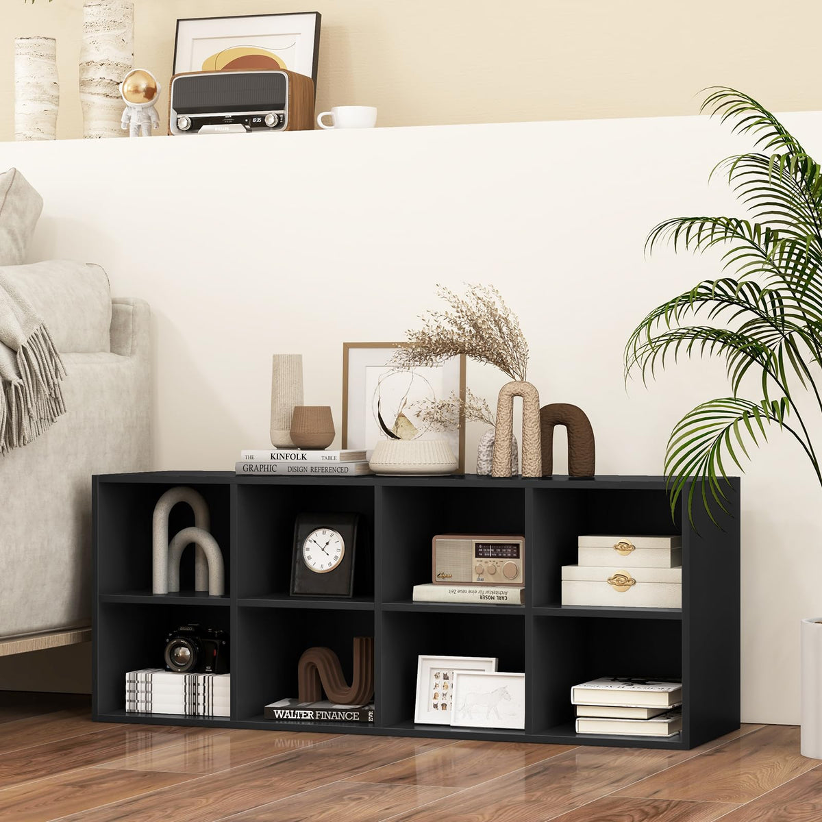 Goflame Shoe Bench 8 Cubes, 40" Entryway Bench with Storage