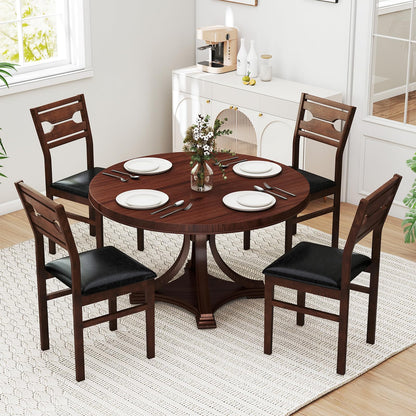 Goflame Wooden Dining Chairs Set of 2/4 PU Leather Upholstered Kitchen Armless Chair