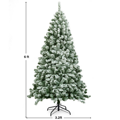 Goflame Snow Flocked Christmas Tree, Artificial Hinged Pine Tree - GoflameUS