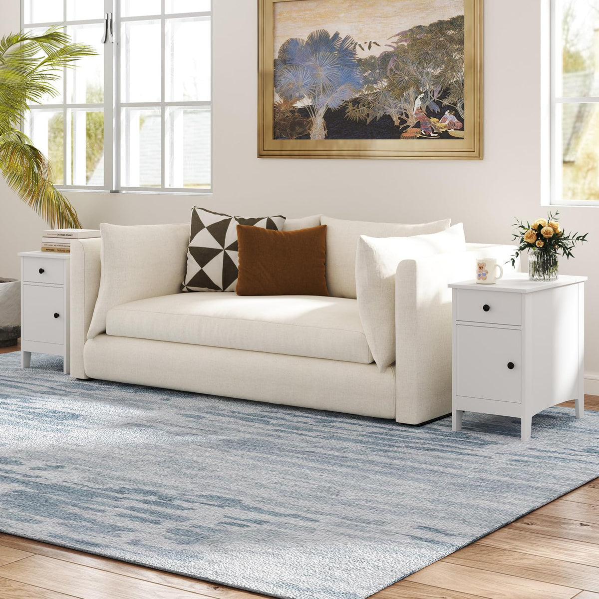 Goflame Nightstand with Charging Station, Flip Top End Table w/USB Ports & Outlets, Modern Side Table w/Storage Drawer