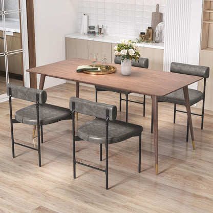 Goflame Dining Chairs, Faux Leather Upholstered Kitchen Side Chair with Padded Backrest and Cushion, Metal Legs