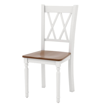 Goflame Dining Room Chairs Set of 4 White - Wooden Farmhouse Kitchen Chairs with Rubber Wood Seat