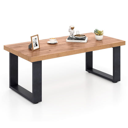 Goflame Rustic Coffee Table 47 Inch Industrial Wood Center Table with 1.8" Tabletop