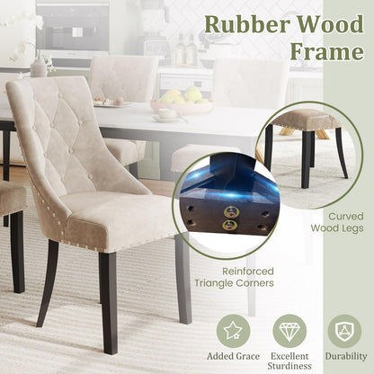 Goflame Upholstered Dining Chairs Set of 2/4, Tufted Wingback Kitchen Chairs w/Solid Wood Legs, Padded Seat