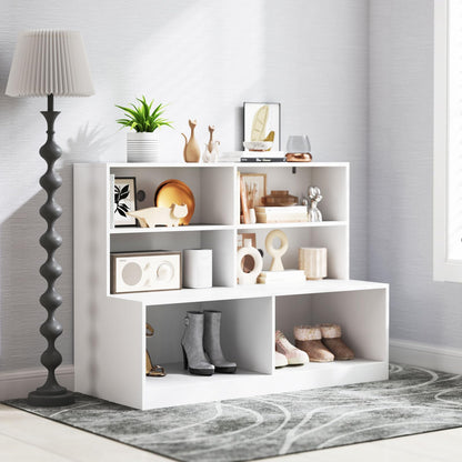 Goflame Storage Bench with Shelf 3-Tier Entryway Storage Cabinet w/Seat