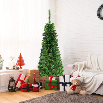 Goflame Prelit Pencil Christmas Tree, 4.5FT Premium Hinged Fir Tree - GoflameUS