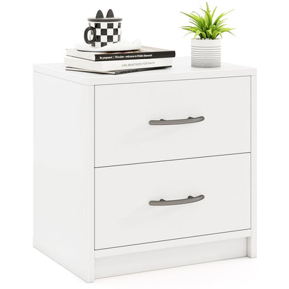 Goflame Nightstand with 2 Drawers, Modern Night Stand with Storage Drawers, Compact Floor Sofa Side Table for Small Spaces