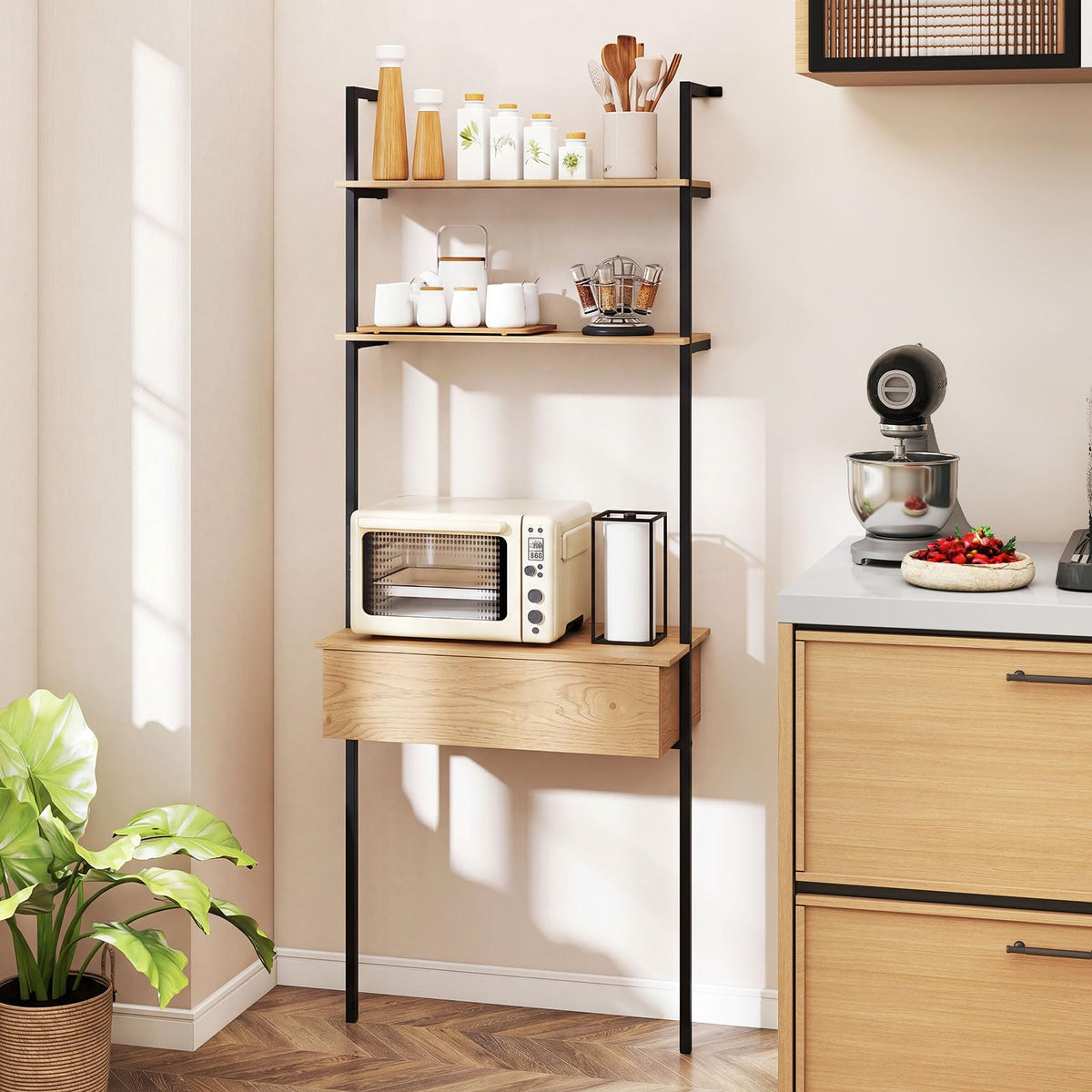 Goflame 4-Tier Ladder Bookshelf for Living Room