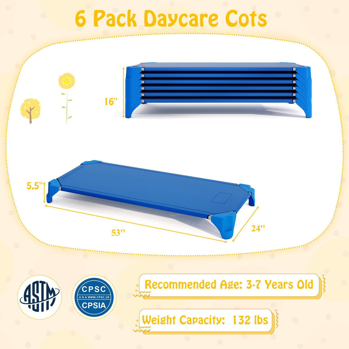 Goflame Stackable Daycare Cots for Sleeping