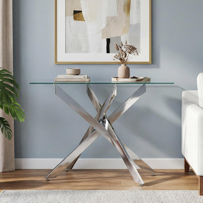 Goflame Glass Console Table 45" Modern Entryway Table