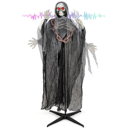 Goflame 6.4 FT Halloween Animatronic Standing Grim Reaper, Halloween Decoration with Chain