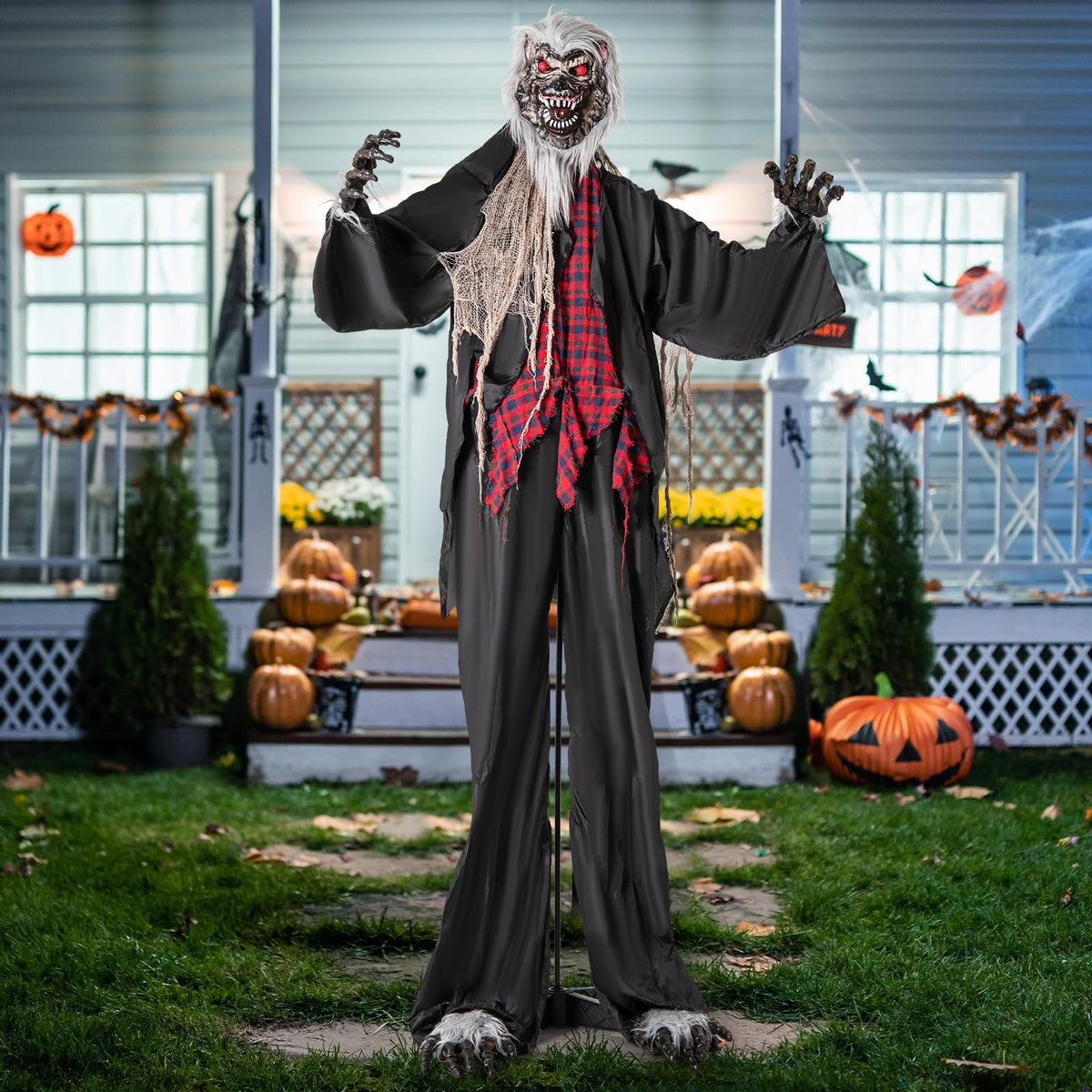 Goflame 8.2 Ft Halloween Animatronics, Sound-Activated Werewolf with Light-up Eyes & Scary Sounds