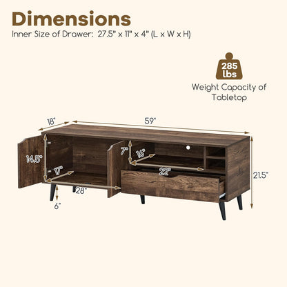 Goflame TV Stand for TVs up to 65 Inches Rustic Entertainment Center
