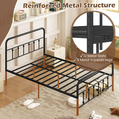 Goflame King/Queen/Full Size Metal Platform Bed Frame, Victorian Style Platform Bed with Headboard & Footboard