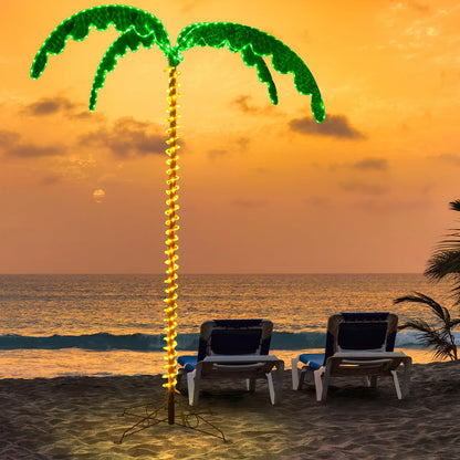 Goflame 7.5 FT Lighted Palm Tree, Tropical Christmas Tree with 332 LED Lights