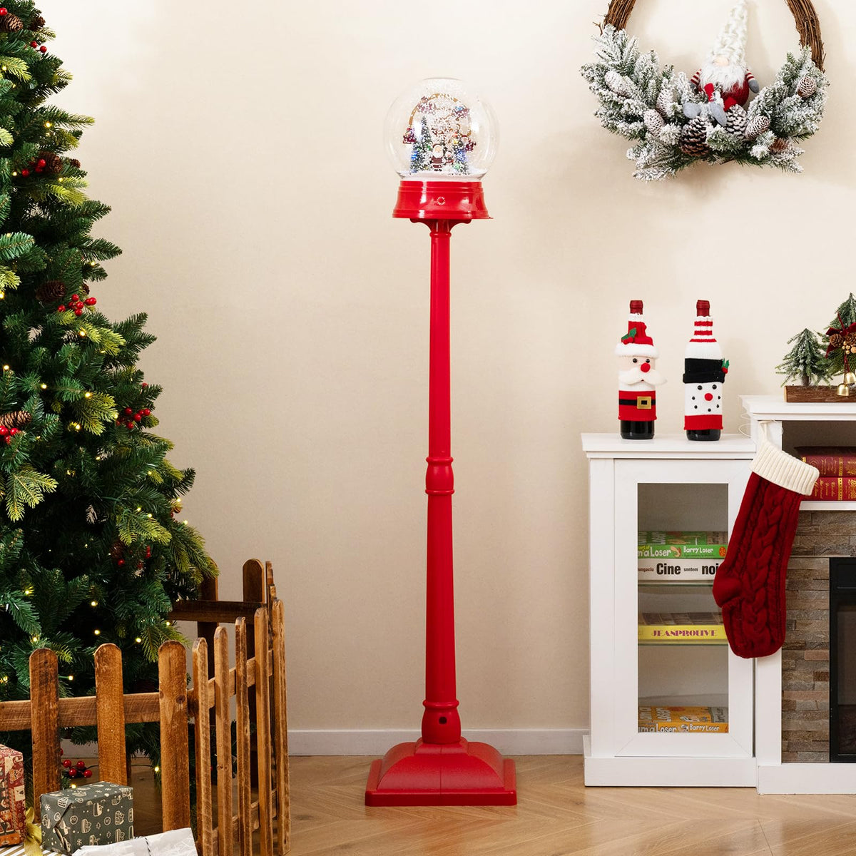 Goflame 5 Ft Christmas Snow Globe Lantern ( Snowing Santa with Ferris Wheel )