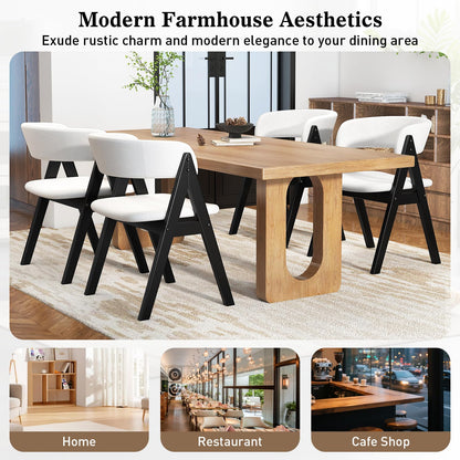 Goflame Wooden Dining Chairs Set of 2/4 Modern Sherpa Upholstered Kitchen Chair