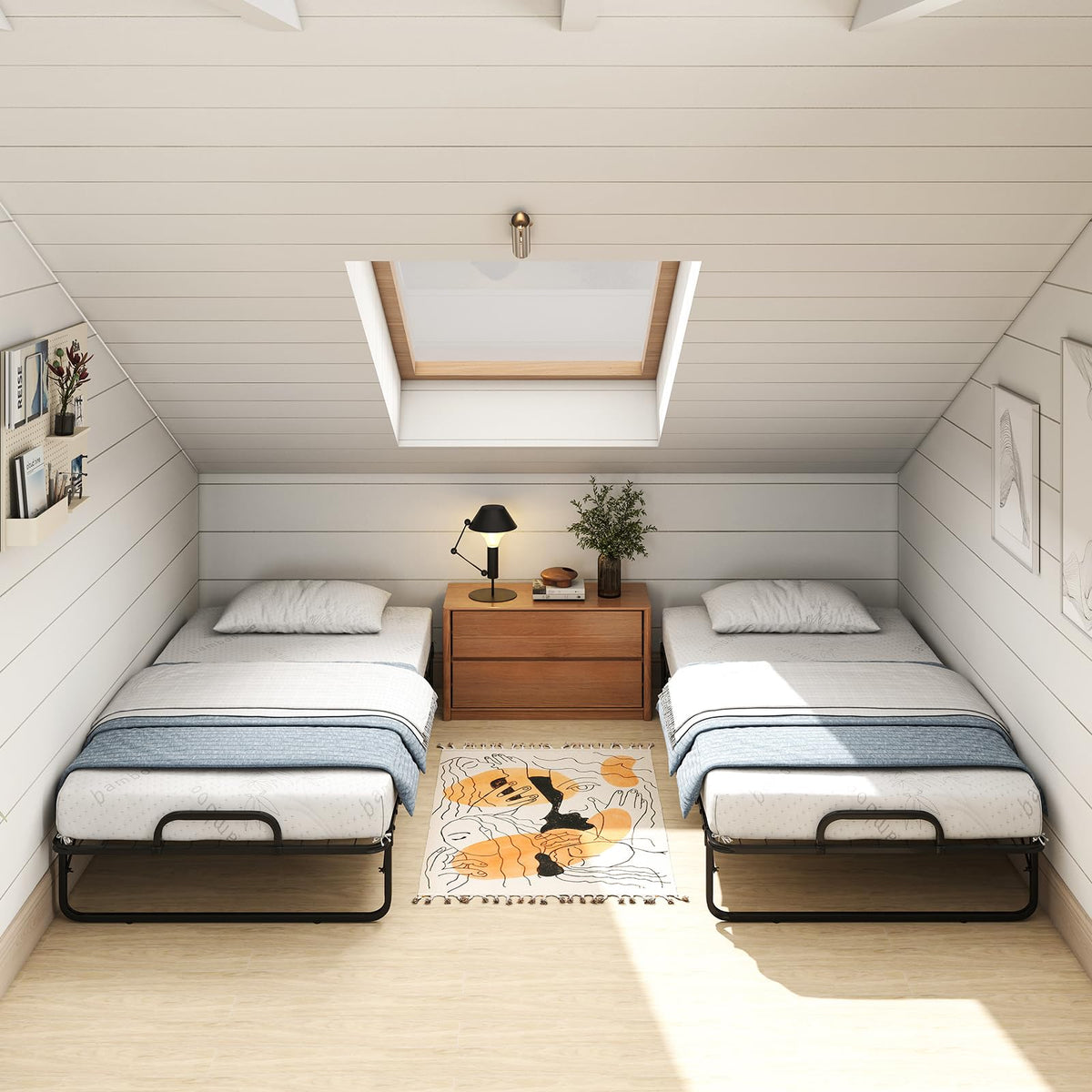 Goflame Twin Folding Bed with 5 Inch Mattress