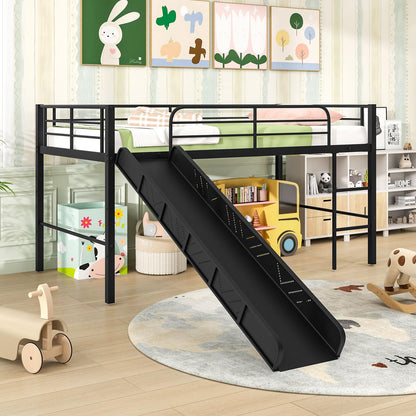 Goflame Low Loft Bed with Slide
