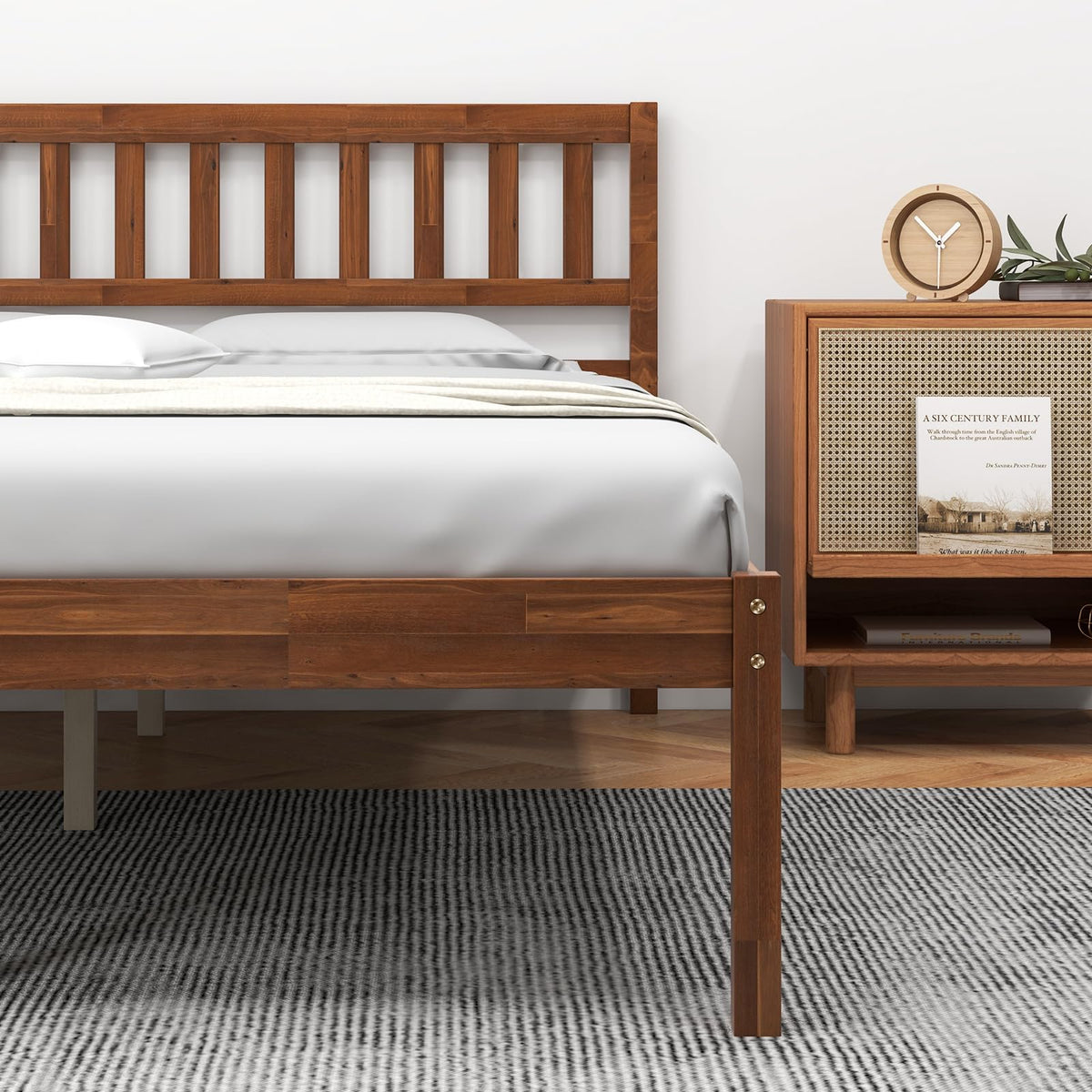 Goflame Wood Bed Frame with Headboard