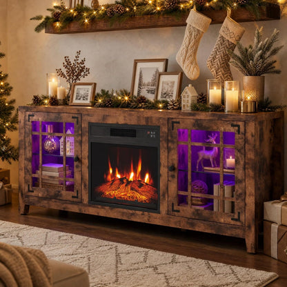 GOFLAME 58 Inch Farmhouse Electric Fireplace TV Stand