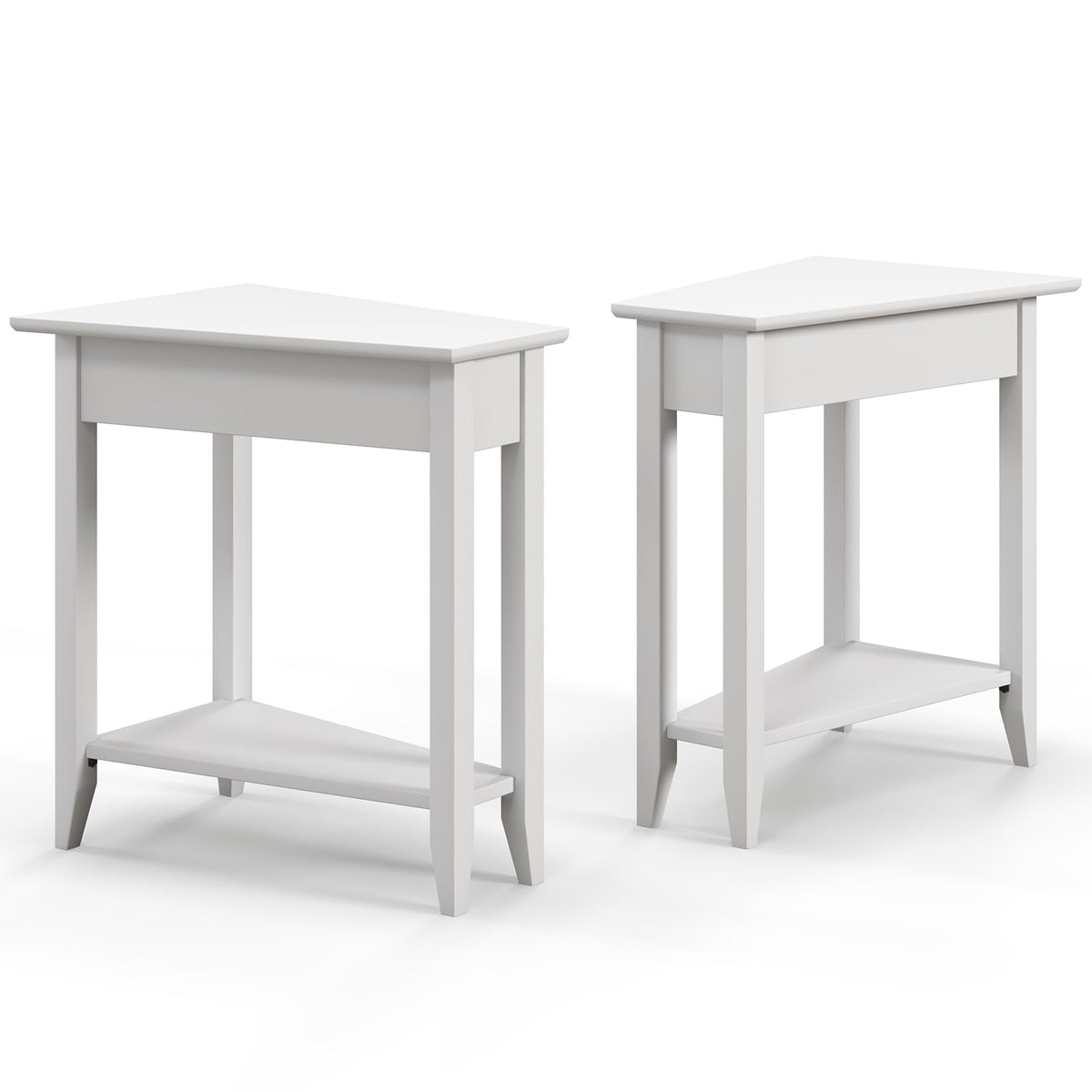 Triangle Side Table with Storage Shelf - Goflame