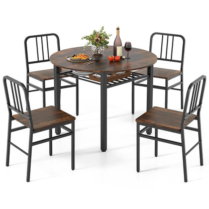 Goflame 40-Inches Round Kitchen Table & Chairs with Storage Rack & Metal Frame