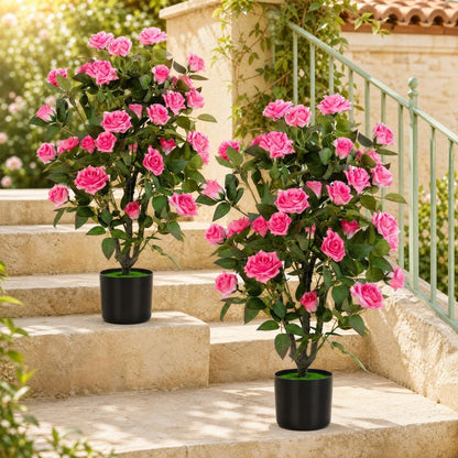 GOFLAME 35.5" Artificial Rose Tree with Pot for Outdoor(1/2)