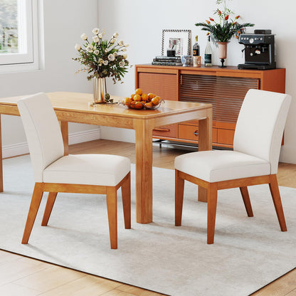 Goflame Upholstered Dining Chairs Set of 2 or 4 Kitchen Armless Side Chair w/Rubber Wood Legs