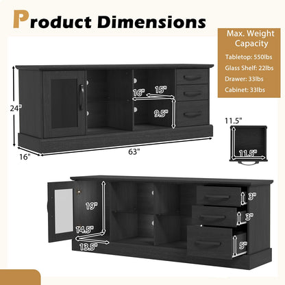 Goflame TV Stand for TVs up to 73”, Entertainment Center w/Cable Management Holes, Drawers