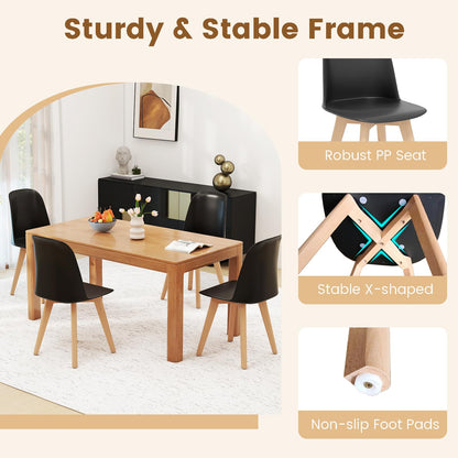 Goflame Modern Dining Chairs Set of 2/4 Armless Kitchen Chair w/Solid Beech Wood Legs