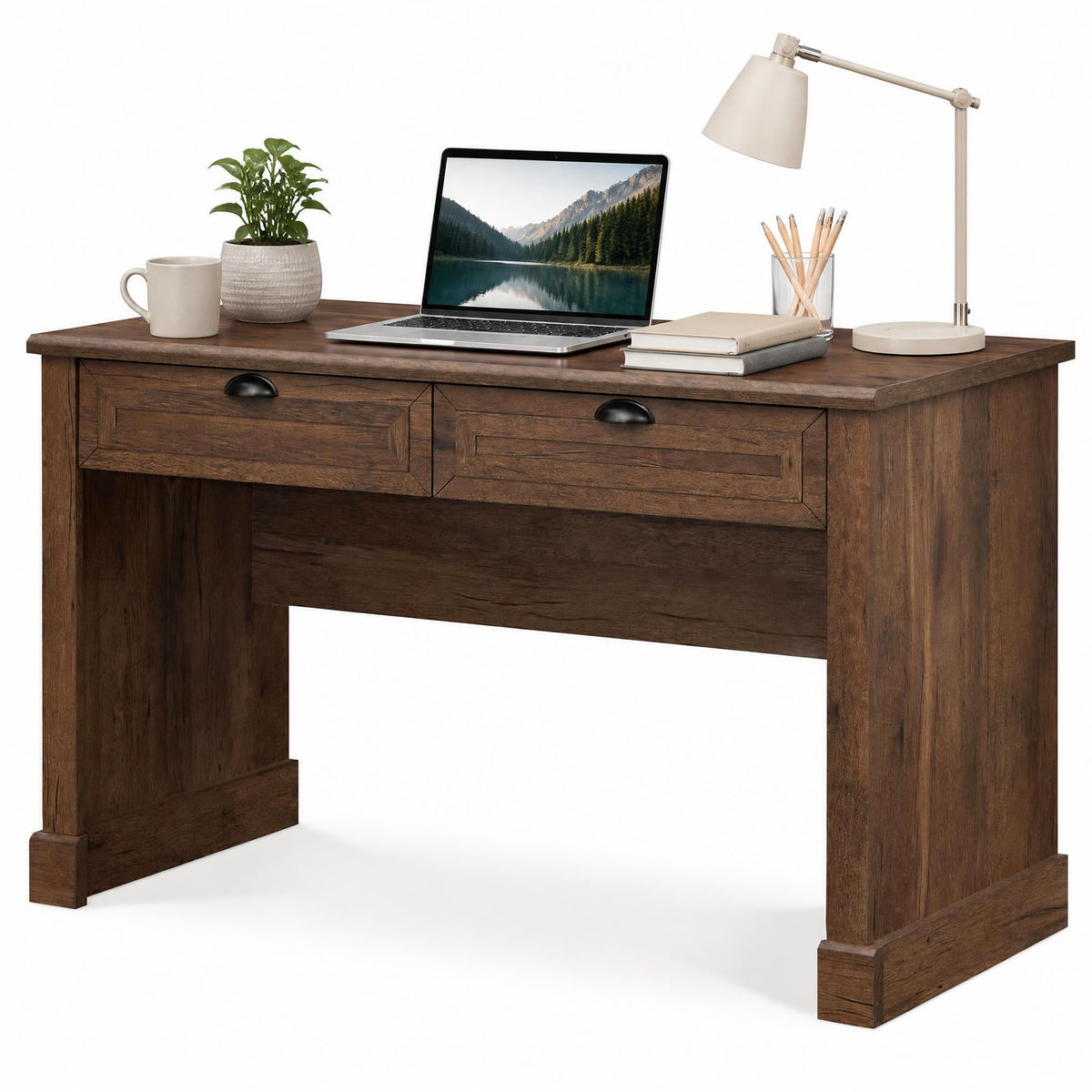 GOFLAME 48" Computer Desk with Drawers, Farmhouse Home Office Desks