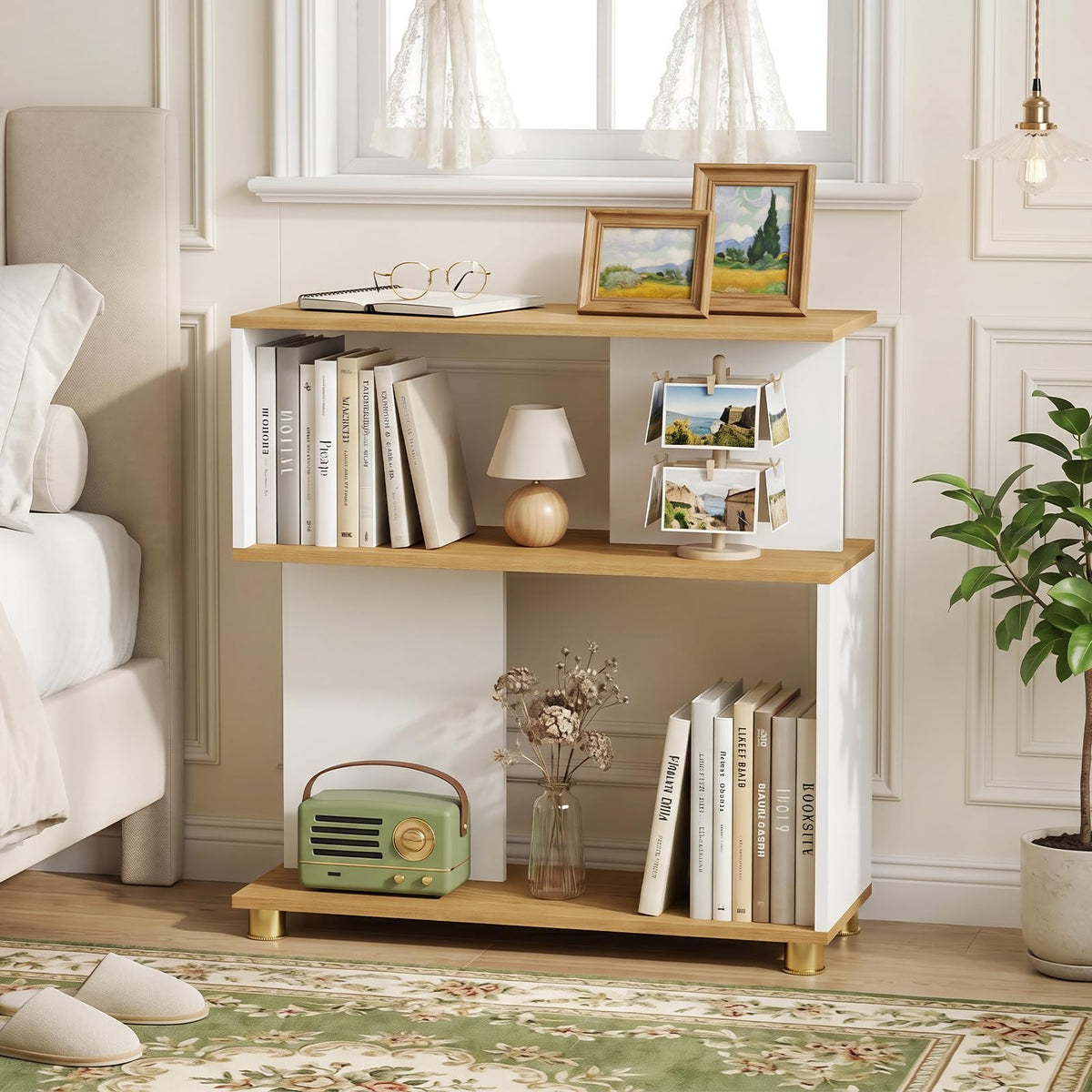 Goflame 3-Tier Geometric S Shaped Bookcase with Open Storage Shelves (1/2)