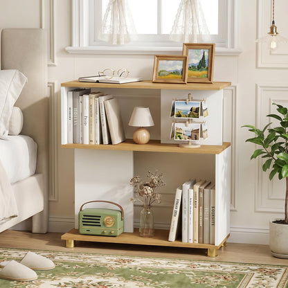 Goflame 3-Tier Geometric S Shaped Bookcase with Open Storage Shelves (1/2)