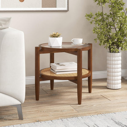 Rattan Round End Table - Goflame