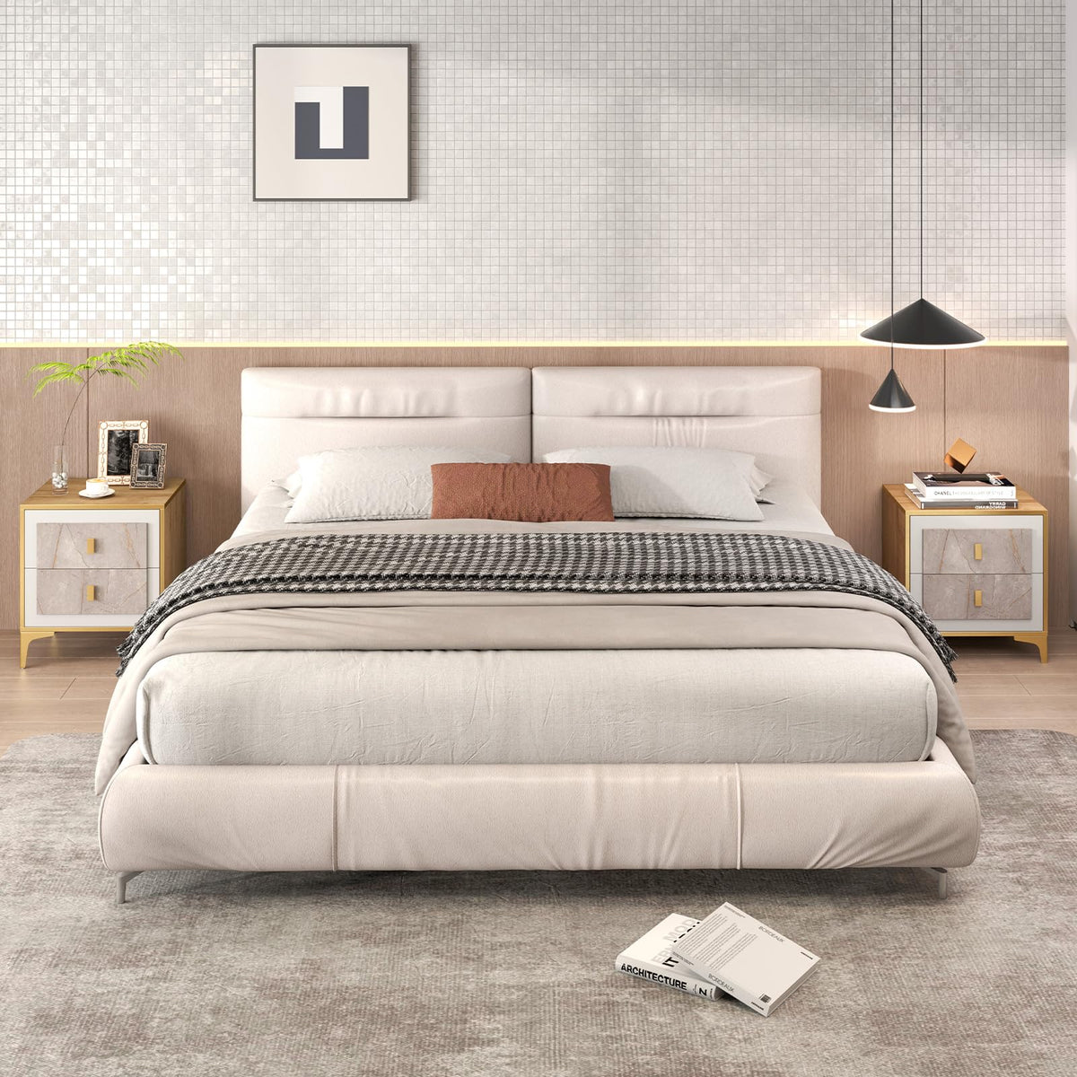 Goflame Modern Nightstand with 2 Drawers