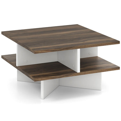 Goflame Square Coffee Table with Storage for Living Room