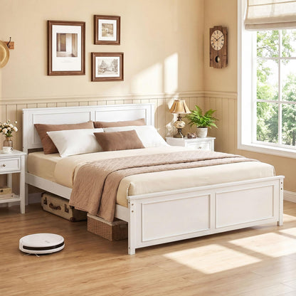 Goflame Wood Queen/Full/Twin Size Farmhouse Solid Platform Bed