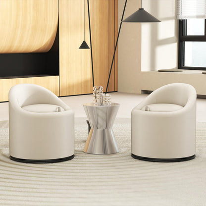 Goflame Swivel Accent Chair with Storage, 360° Upholstered Vanity Chair with Backrest