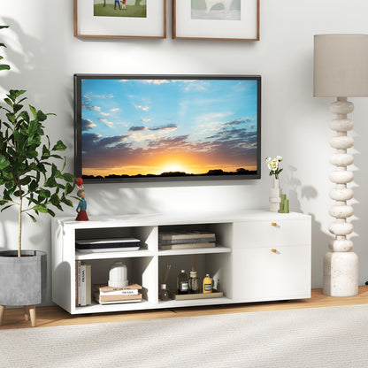 Goflame TV-Stand for Bedroom Entertainment Center - Modern TV Console Cabinet with 2 Drawers, 4 Compartments