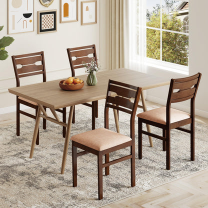Goflame Wooden Dining Chairs Set of 2/4 Fabric Upholstered Kitchen Armless Chairs